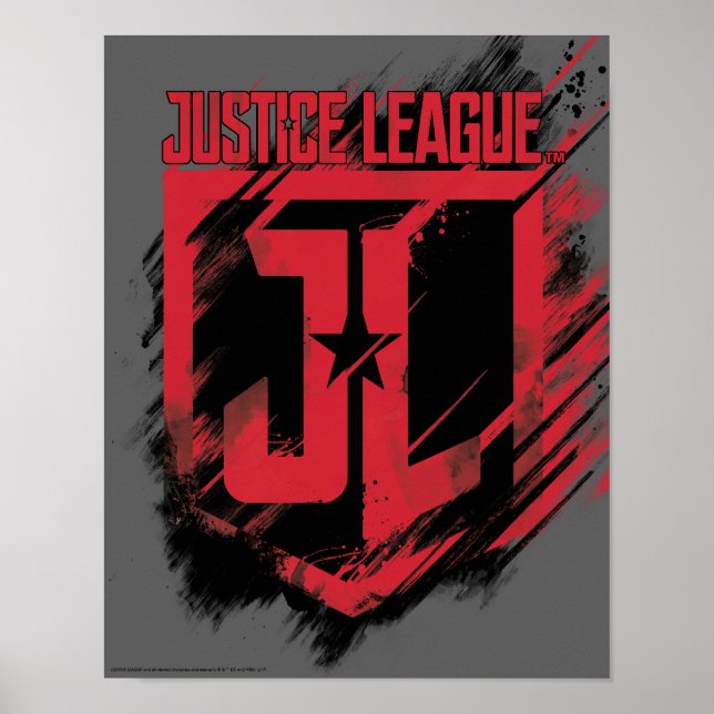Justizielle Liga | Pinselstrich JL Shield Poster (Vorne)