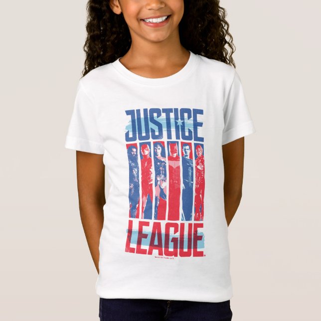 Justizielle Liga | Pop der Blue & Red Group Art T-Shirt (Vorderseite)