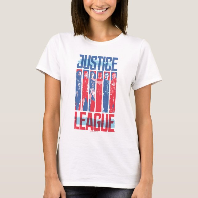 Justizielle Liga | Pop der Blue & Red Group Art T-Shirt (Vorderseite)