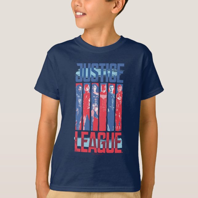 Justizielle Liga | Pop der Blue & Red Group Art T-Shirt (Vorderseite)