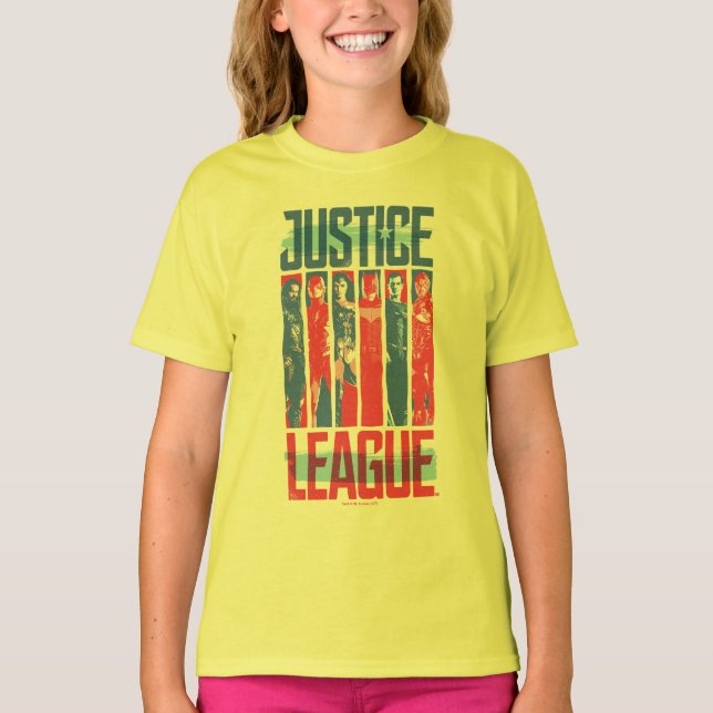 Justizielle Liga | Pop der Blue & Red Group Art T-Shirt (Vorderseite)