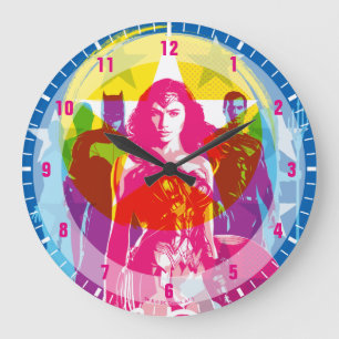Justizielle Liga   Retro Group & Logo Pop Art Große Wanduhr