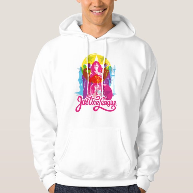 Justizielle Liga | Retro Group & Logo Pop Art Hoodie (Vorderseite)