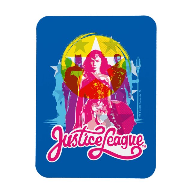 Justizielle Liga | Retro Group & Logo Pop Art Magnet (Vertikal)