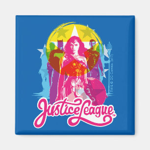 Justizielle Liga   Retro Group & Logo Pop Art Magnet