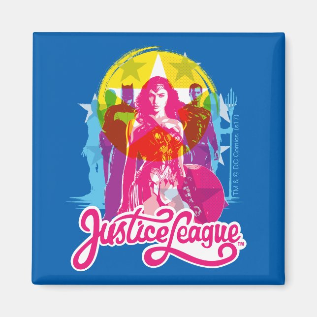Justizielle Liga | Retro Group & Logo Pop Art Magnet (Vorne)