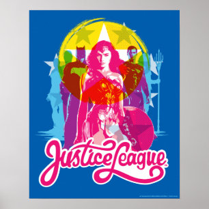 Justizielle Liga   Retro Group & Logo Pop Art Poster