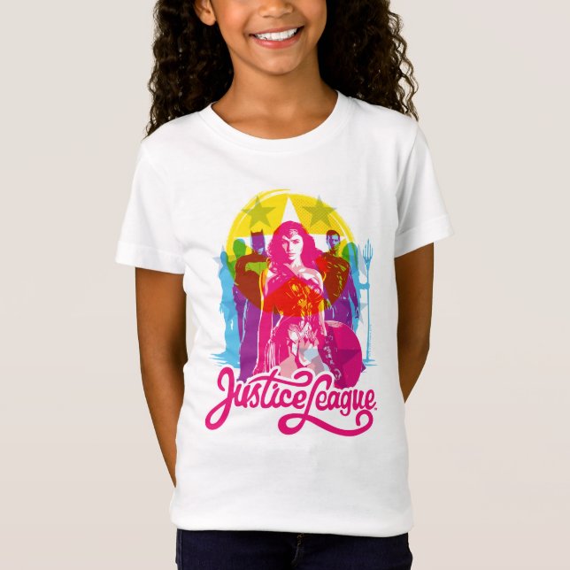 Justizielle Liga | Retro Group & Logo Pop Art T-Shirt (Vorderseite)