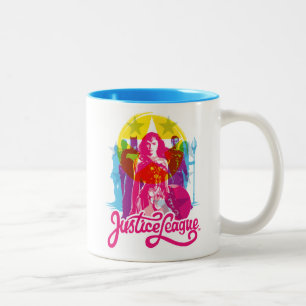 Justizielle Liga   Retro Group & Logo Pop Art Zweifarbige Tasse