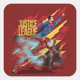 Justizielle Liga   Superman, Flash & Batman Abzeic Quadratischer Aufkleber