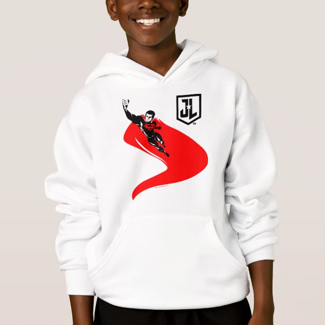 Justizielle Liga | Superman Flying Noir Pop Art Hoodie (Vorderseite)