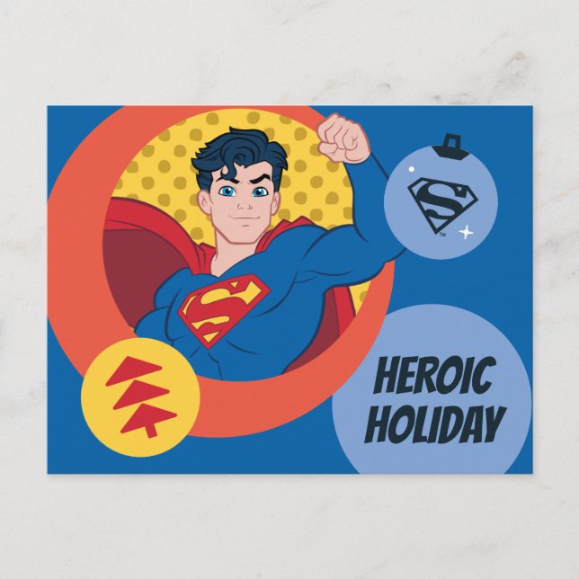 Justizielle Liga Superman Holiday Bauble Feiertagspostkarte (Vorderseite)