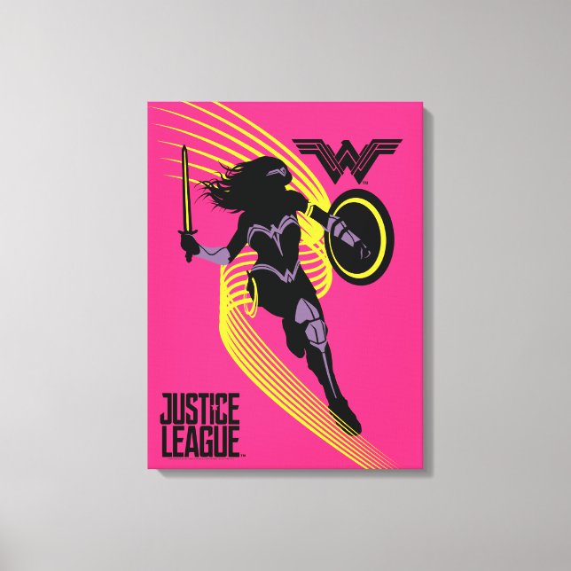 Justizielle Liga | Symbol "Wonder Woman Silhouette Leinwanddruck (Vorderseite)