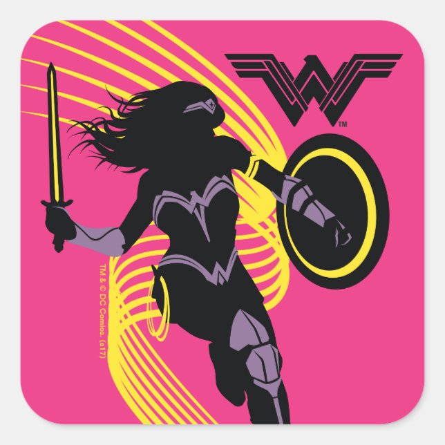 Justizielle Liga | Symbol "Wonder Woman Silhouette Quadratischer Aufkleber (Vorderseite)