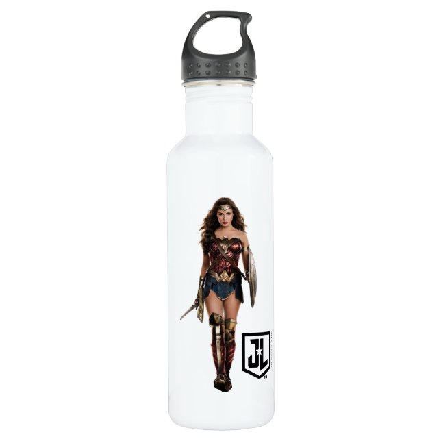 Justizielle Liga | Wonder Woman auf dem Schlachtfe Edelstahlflasche (Vorderseite)