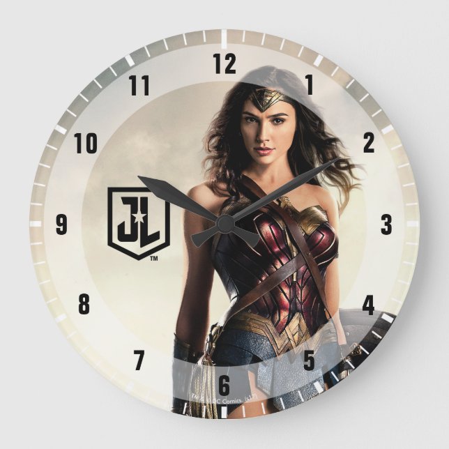 Justizielle Liga | Wonder Woman auf dem Schlachtfe Große Wanduhr (Vorderseite)
