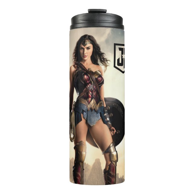 Justizielle Liga | Wonder Woman auf dem Schlachtfe Thermosbecher (Vorderseite)