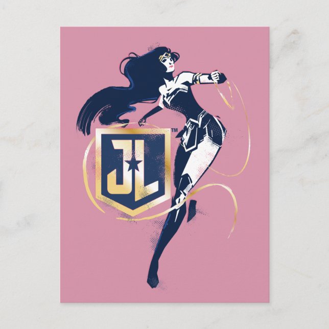 Justizielle Liga | Wonder Woman & JL Icon Pop Art Postkarte (Vorderseite)