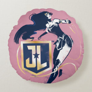 Justizielle Liga   Wonder Woman & JL Icon Pop Art Rundes Kissen