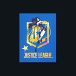Justizielle Liga | Wonder Woman JL Logo Pop Art Leinwanddruck<br><div class="desc">Karo aus Gerechtigkeits-Lega Wonder Woman hält ihr Lasso der Wahrheit,  bereit,  sie zu werfen. Dieser kontrastreiche Pop,  der von Wonder Woman gezeichnet wird,  wird auf einem goldenen Schild der Gerechtigkeitsliga JL platziert. Das Logo der Gerechtigkeitsliga ist unten abgebildet.</div>