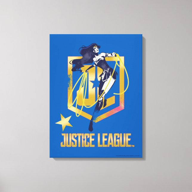 Justizielle Liga | Wonder Woman JL Logo Pop Art Leinwanddruck (Vorderseite)