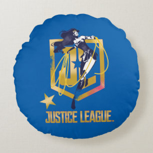 Justizielle Liga   Wonder Woman JL Logo Pop Art Rundes Kissen