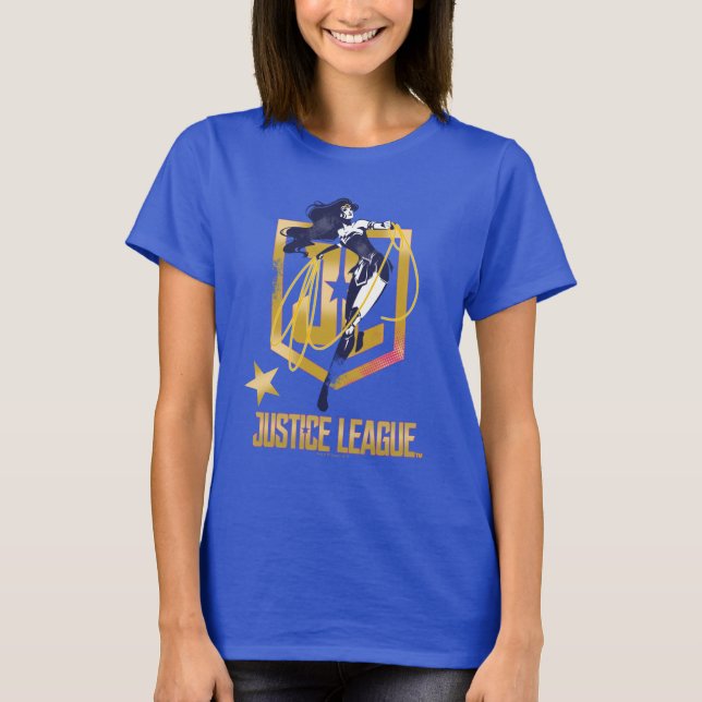 Justizielle Liga | Wonder Woman JL Logo Pop Art T-Shirt (Vorderseite)