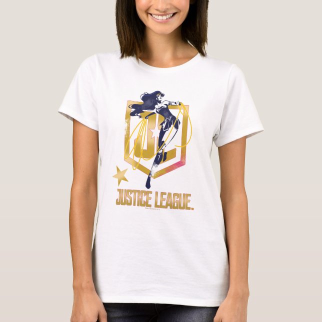 Justizielle Liga | Wonder Woman JL Logo Pop Art T-Shirt (Vorderseite)