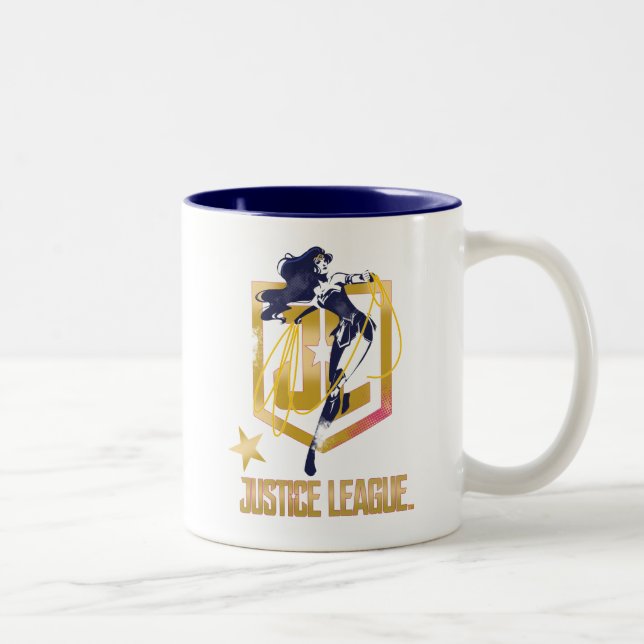 Justizielle Liga | Wonder Woman JL Logo Pop Art Zweifarbige Tasse (Rechts)