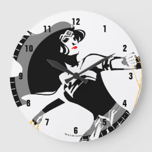 Justizielle Liga   Wonder Woman mit Lasso Pop Art Große Wanduhr