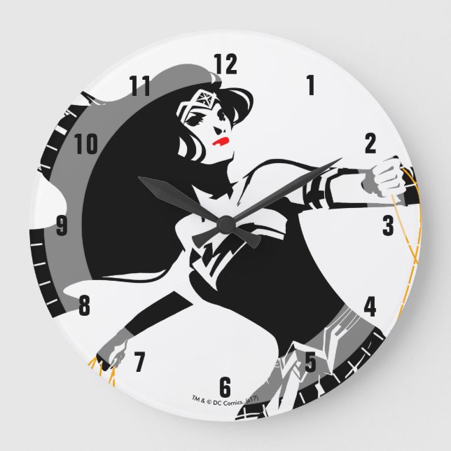 Justizielle Liga | Wonder Woman mit Lasso Pop Art Große Wanduhr (Vorderseite)