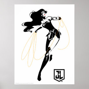 Justizielle Liga   Wonder Woman mit Lasso Pop Art Poster
