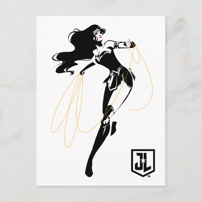 Justizielle Liga | Wonder Woman mit Lasso Pop Art Postkarte (Vorderseite)