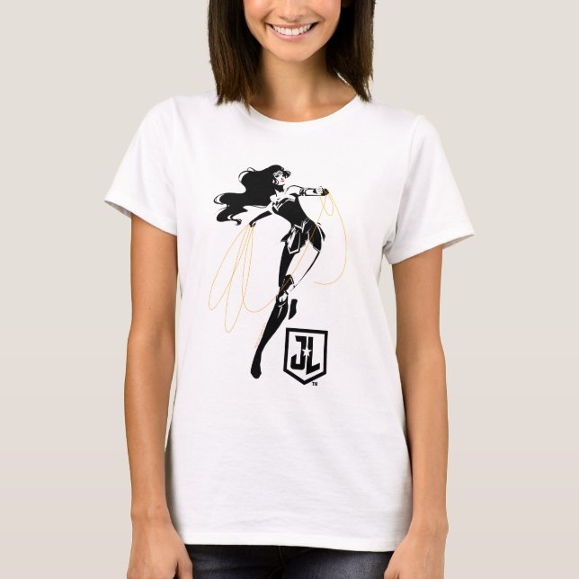 Justizielle Liga | Wonder Woman mit Lasso Pop Art T-Shirt (Vorderseite)