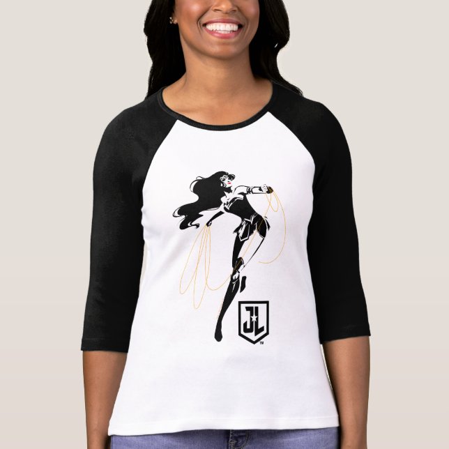 Justizielle Liga | Wonder Woman mit Lasso Pop Art T-Shirt (Vorderseite)