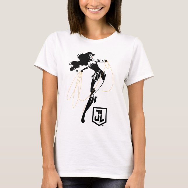 Justizielle Liga | Wonder Woman mit Lasso Pop Art T-Shirt (Vorderseite)