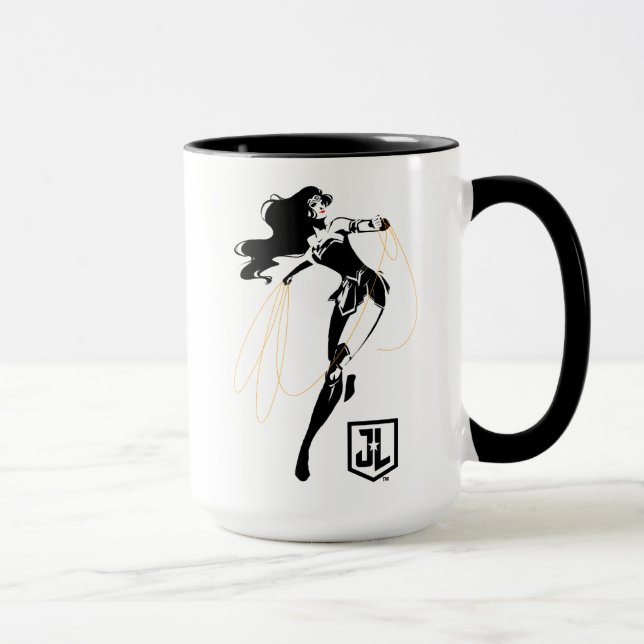 Justizielle Liga | Wonder Woman mit Lasso Pop Art Tasse (Rechts)