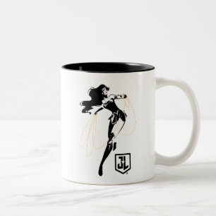 Justizielle Liga   Wonder Woman mit Lasso Pop Art Zweifarbige Tasse