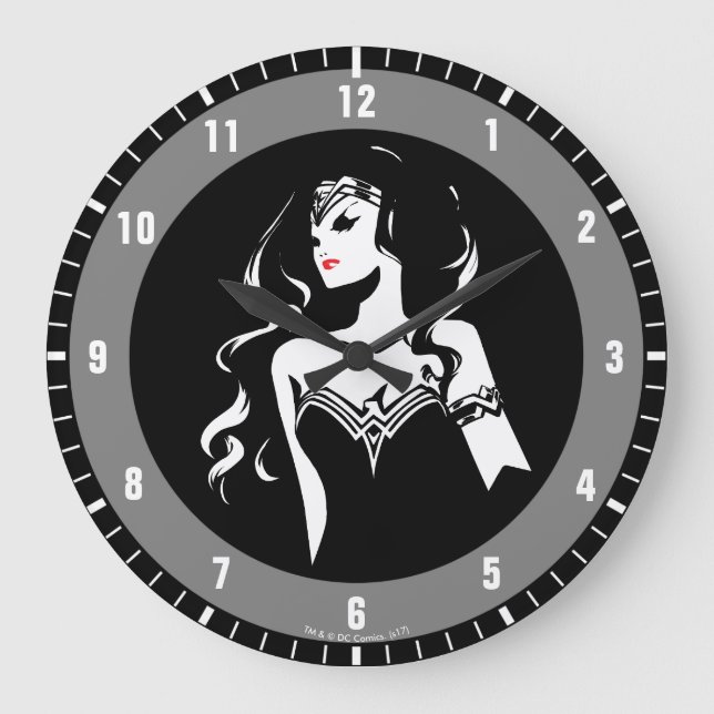 Justizielle Liga | Wonder Woman Noir Pop Art Große Wanduhr (Vorderseite)
