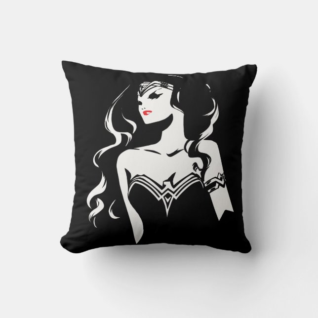 Justizielle Liga | Wonder Woman Noir Pop Art Kissen (Vorderseite)