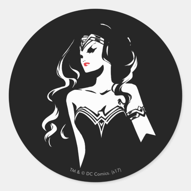 Justizielle Liga | Wonder Woman Noir Pop Art Runder Aufkleber (Vorderseite)