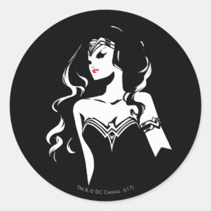 Justizielle Liga   Wonder Woman Noir Pop Art Runder Aufkleber