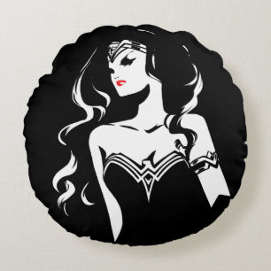 Justizielle Liga Wonder Woman Noir Pop Art Rundes Kissen
