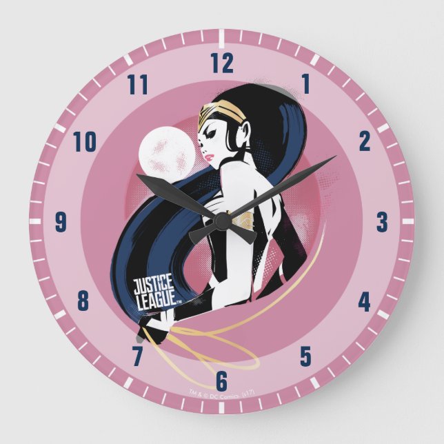 Justizielle Liga | Wonder Woman Profile Pop Art Große Wanduhr (Vorderseite)