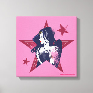 Justizielle Liga   Wonder Woman & Stars Pop Kunst  Leinwanddruck