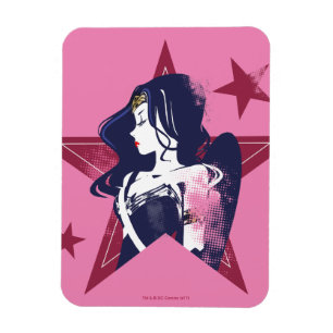 Justizielle Liga   Wonder Woman & Stars Pop Kunst  Magnet