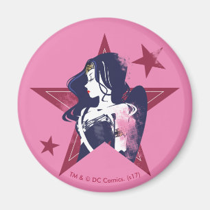 Justizielle Liga   Wonder Woman & Stars Pop Kunst  Magnet