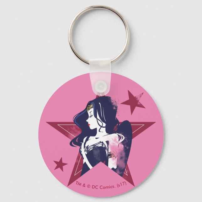 Justizielle Liga | Wonder Woman & Stars Pop Kunst  Schlüsselanhänger (Vorderseite)