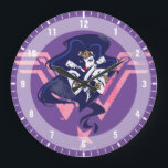 Justizielle Liga | Wonder Woman & Symbol Pop Art Große Wanduhr<br><div class="desc">Karo aus Gerechtigkeits-Lega Wonder Woman stellte sich mit den Armen gekreuzt, platziert auf ihrem rosa Wonder Woman-Logo. Diese kontrastreiche Noir-Grafik wird mit Halbtondots akzentuiert und verleiht ihr ein nostalgisches Comic.</div>