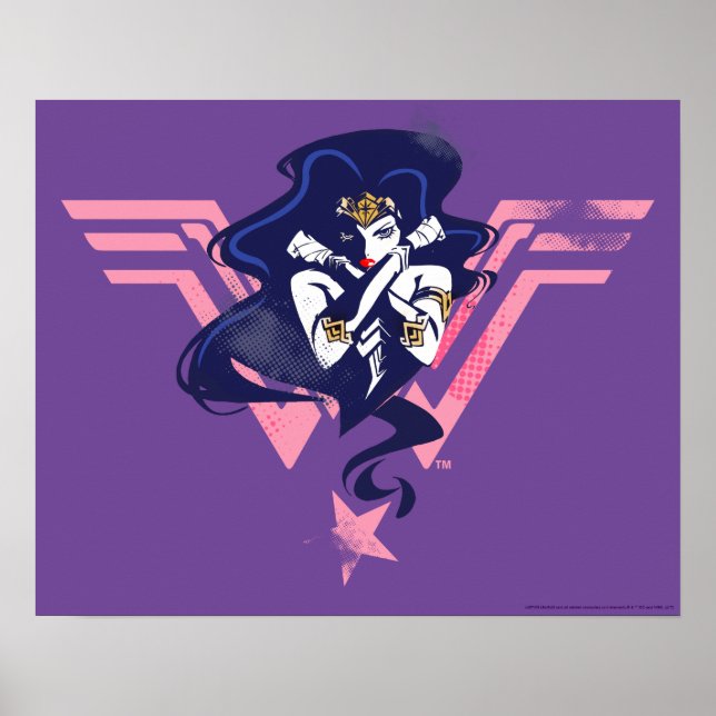 Justizielle Liga | Wonder Woman & Symbol Pop Art Poster (Vorne)